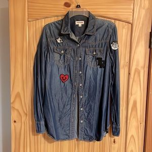 True Religion Georgia Patch button up western shirt.